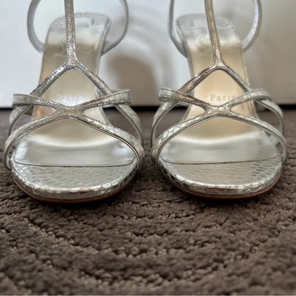 Christian Louboutin Silver Strappy Heels - Picture 9 of 12